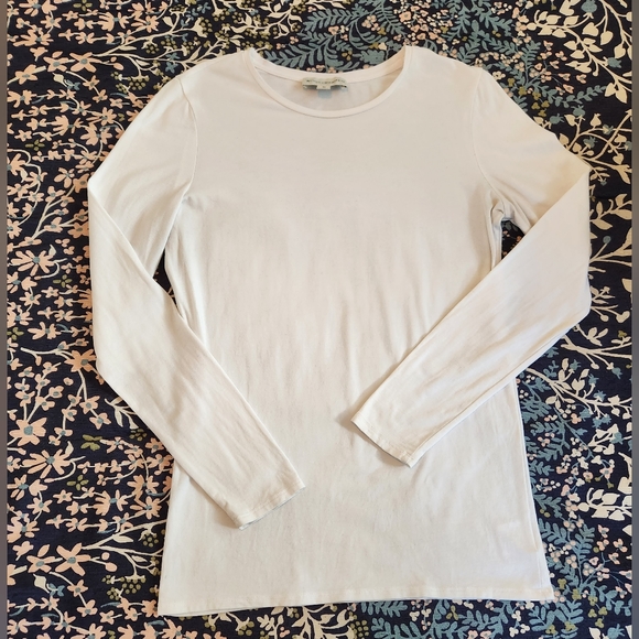 White + Warren Tops - White + Warren Women's Long Sleeve White Cotton Modal Shirt Size Medium